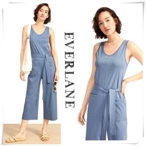 Everlane Blue Sleeveless Jumpsuit with Wide-Leg Cropped Pants